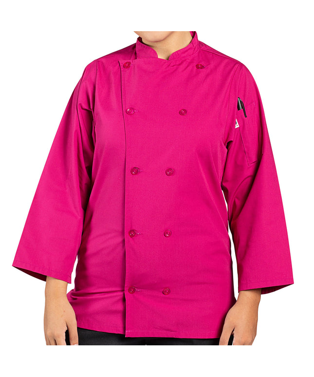 Áo bếp tay lửng unisex Uncommon Chef Epic 0975 nhẹ màu berry tùy chỉnh có xẻ hông - cỡ 2XL