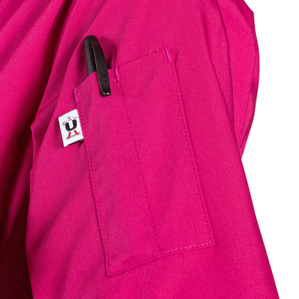 Áo bếp tay lửng unisex Uncommon Chef Epic 0975 nhẹ màu berry tùy chỉnh có xẻ hông - cỡ 2XL