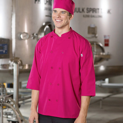 Áo bếp tay lửng unisex Uncommon Chef Epic 0975 nhẹ màu berry tùy chỉnh có xẻ hông - cỡ 2XL