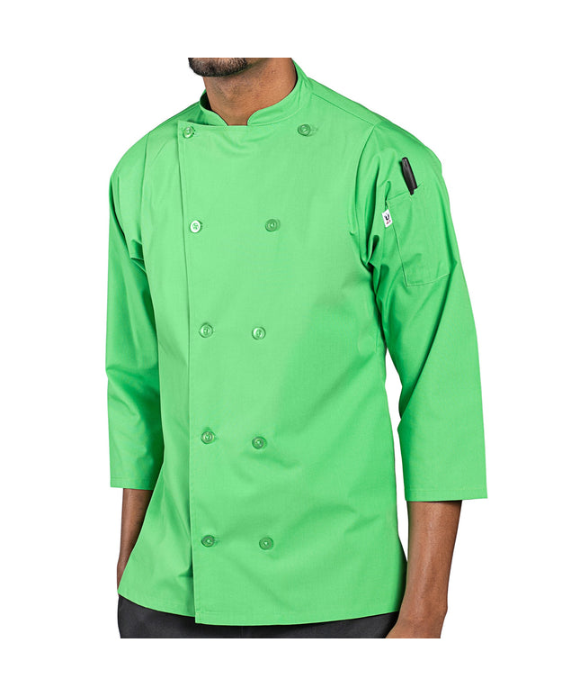 Áo bếp Uncommon Chef Epic 0975 unisex Lightweight Lime tùy chỉnh 3/4 Length tay áo áo bếp Side Vents - M