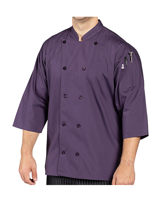 Áo bếp tay lửng Uncommon Chef Epic 0975 màu tím cà kèm xẻ hông - Cỡ 2XL
