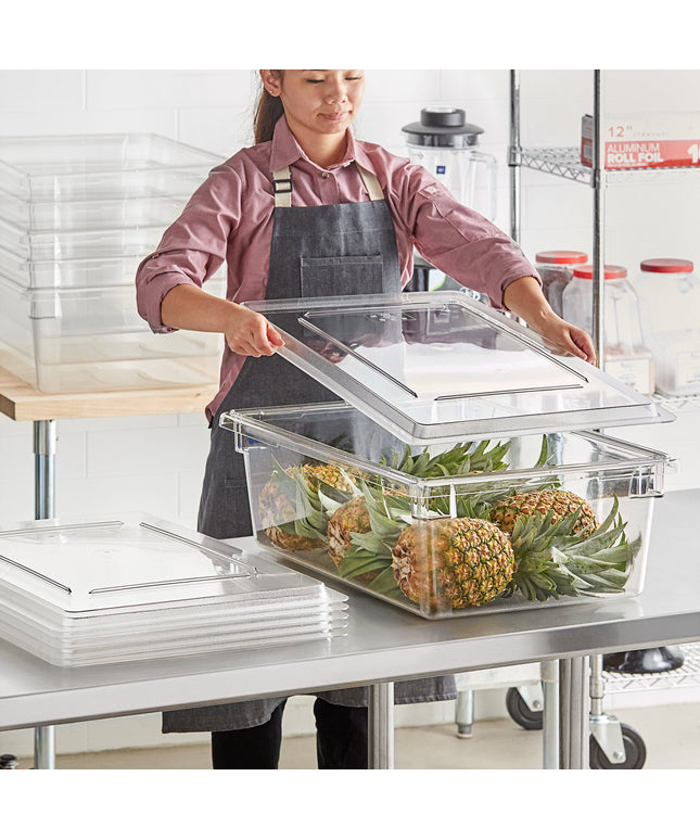 Hộp đựng thực phẩm nhựa polycarbonate trong suốt kèm nắp Cambro Camwear 66 x 46 x 23 cm - Bộ 6 cái