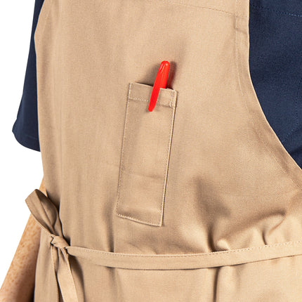Tạp dề yếm vải twill poly-cotton có thể tùy chỉnh Uncommon Chef 3004 kaki, 3 túi