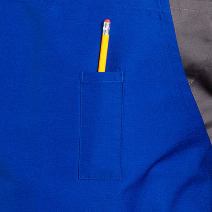 Tạp dề yếm vải twill poly-cotton có thể tùy chỉnh Uncommon Chef 3004 xanh royal, 3 túi
