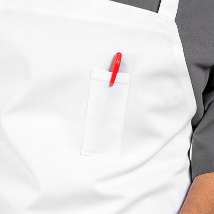 Tạp dề yếm vải twill poly-cotton có thể tùy chỉnh Uncommon Chef 3004 trắng, 3 túi