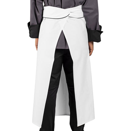 Tạp dề bistro bếp trưởng vải 100% cotton có thể tùy chỉnh Uncommon Chef 3049C trắng, viền đen