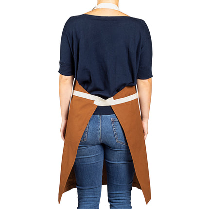 Tạp dề yếm vải canvas 100% cotton có thể tùy chỉnh Uncommon Chef 3115 Vibe nâu óc chó, dây viền tự nhiên và 3 túi