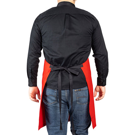 Tạp dề yếm vải canvas 100% cotton có thể tùy chỉnh Uncommon Chef 3116 Aura đỏ, dây viền đen và 3 túi