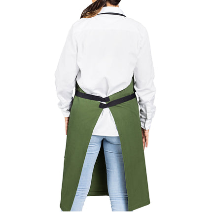 Tạp dề yếm vải canvas 100% cotton có thể tùy chỉnh Uncommon Chef 3116 Aura xanh lá biển, dây viền đen và 3 túi