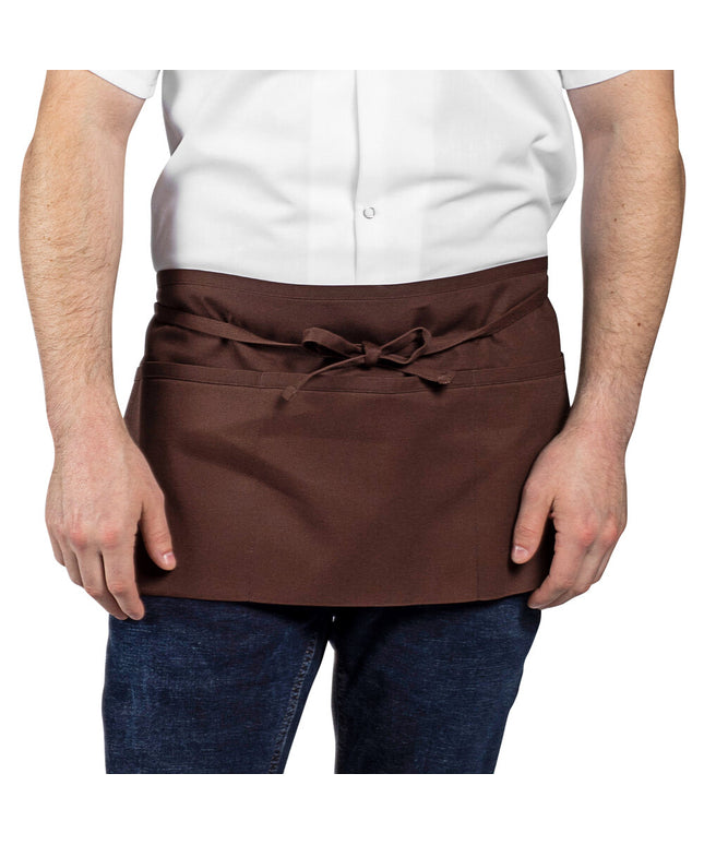 Tạp dề nửa thân vải poly-cotton có thể tùy chỉnh Uncommon Chef 3067 nâu, 3 túi