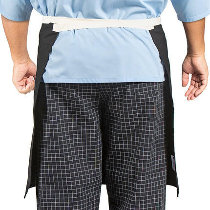 Tạp dề nửa thân vải canvas 100% cotton có thể tùy chỉnh Uncommon Chef 3117 Moxie đen, dây viền tự nhiên và 3 túi