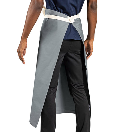 Tạp dề bistro vải canvas 100% cotton có thể tùy chỉnh Uncommon Chef 3119 Marvel xám, dây viền tự nhiên và 1 túi