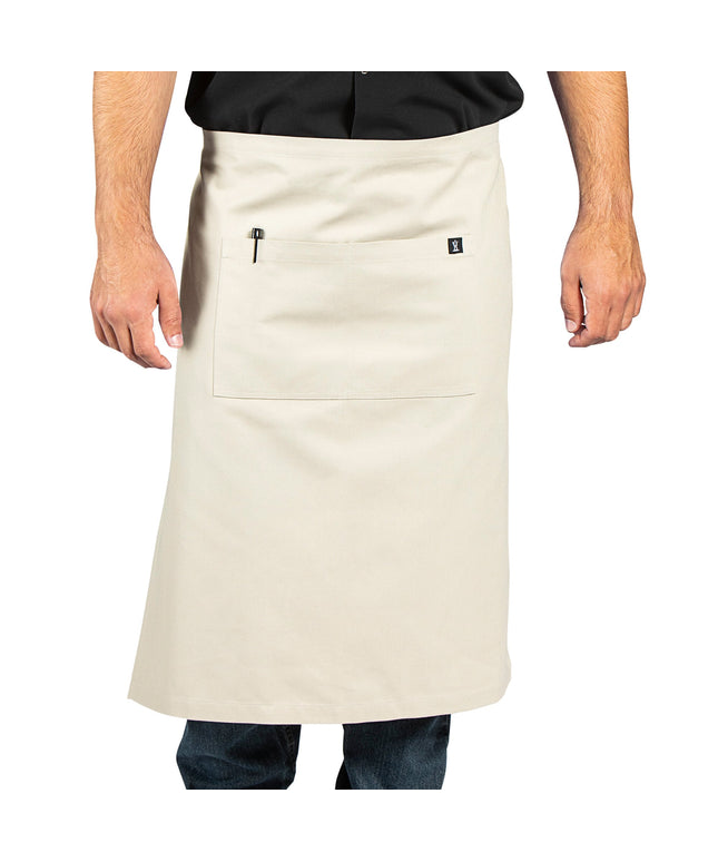 Tạp dề bistro vải canvas 100% cotton có thể tùy chỉnh Uncommon Chef 3119 Marvel be cát, dây viền tự nhiên và 1 túi