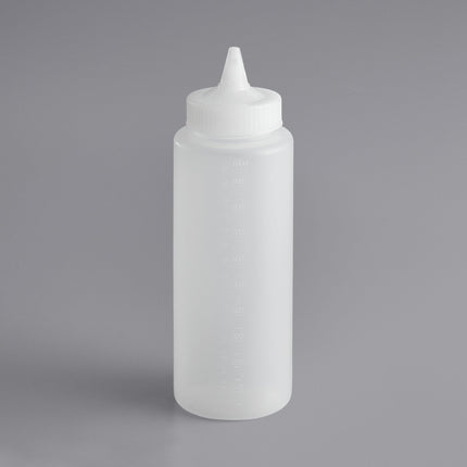 Bình bóp nước sốt miệng rộng đầu đơn có nắp đóng trong suốt Vollrath 5132-13 Traex® 946 ml