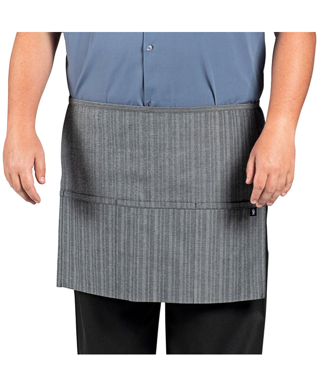 Tạp dề thắt lưng denim cotton sọc nhỏ màu xám Uncommon Chef 3129 45,7 x 55,9 cm