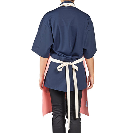Tạp dề yếm vải poly-cotton có thể tùy chỉnh Uncommon Chef 3127 Avalanche hồng san hô, dây viền tự nhiên và 3 túi