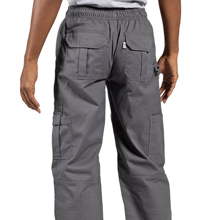 Quần bếp Uncommon Chef 4102 unisex Slate xám tùy chỉnh Grunge Cargo quần bếp - L