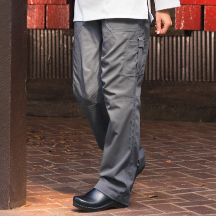 Quần bếp Uncommon Chef 4102 unisex Slate xám tùy chỉnh Grunge Cargo quần bếp - L