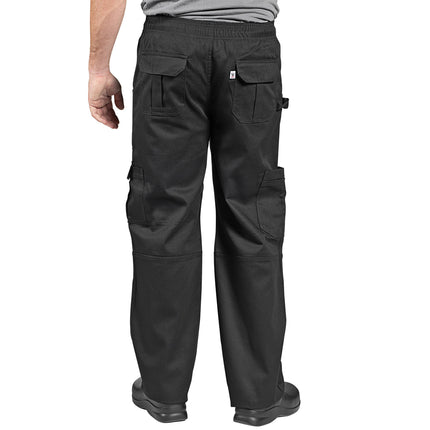Quần đầu bếp unisex twill poly-cotton màu đen Uncommon Chef 4102 size M