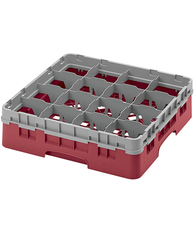 Giá đựng ly 16 ngăn màu đỏ Cambro Camrack 16S418416 cỡ đầy đủ cao 11,4 cm