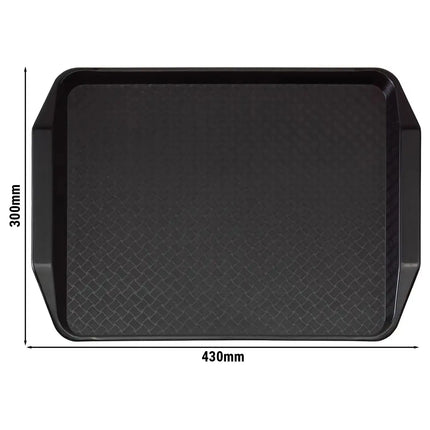 (24 pieces) CAMBRO | Fast Food Tray – Rectangular – Raised Edge with Handles – 430×300 mm – Black