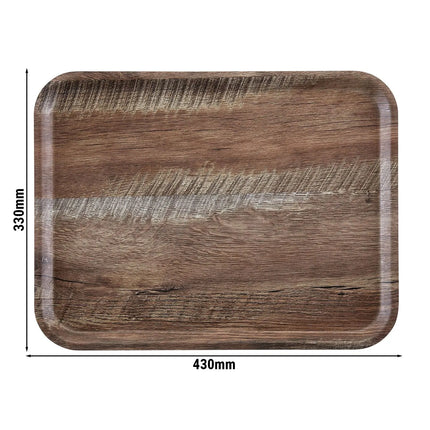 (24 pieces) CAMBRO | MADEIRA - Laminated tray - rectangular - 330x430mm - wood look - dark oak
