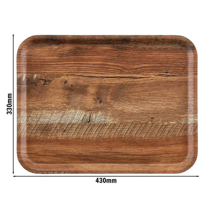 (24 pieces) CAMBRO | MADEIRA - Laminated tray - rectangular - 330x430mm - wood look - brown oak