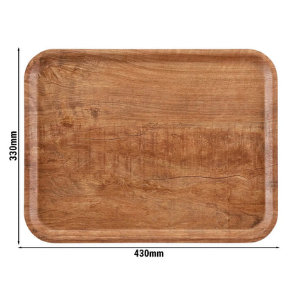 (24 pieces) CAMBRO | MADEIRA - Laminated tray - rectangular - 330x430mm - wood look - brown olive