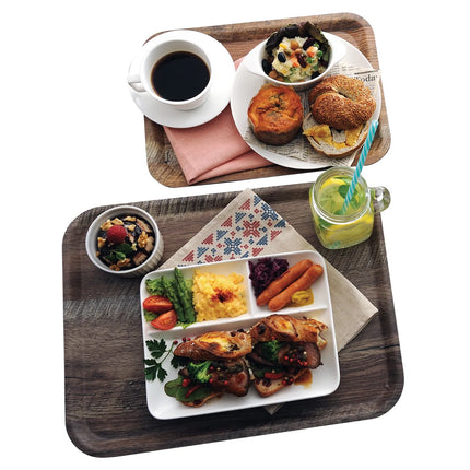 (24 pieces) CAMBRO | MADEIRA - Laminated tray - rectangular - 330x430mm - wood look - dark oak