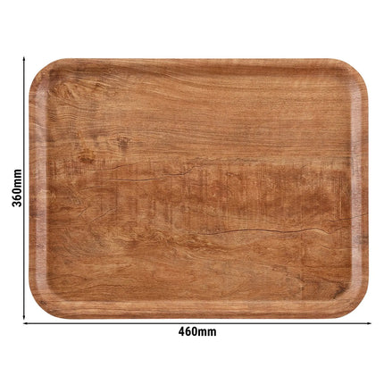 (24 pieces) CAMBRO | MADEIRA - Laminated tray - rectangular - 360x460mm - wood look - olive brown