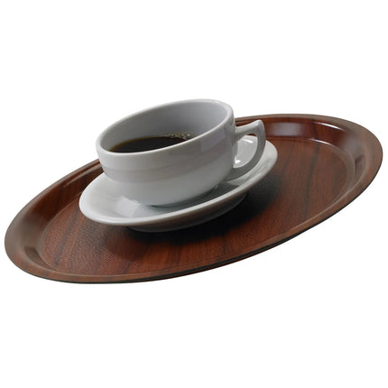 (24 pieces) CAMBRO | MYKONOS Round Serving Tray – Non‑Slip, Walnut Wood‑Effect – Ø 430 mm