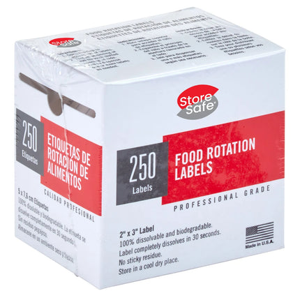 (24 rolls) CAMBRO | StoreSafe® Dissolvable Food Rotation Labels – 250 labels/roll – -40°C to 93°C – Blank (unprinted) labels