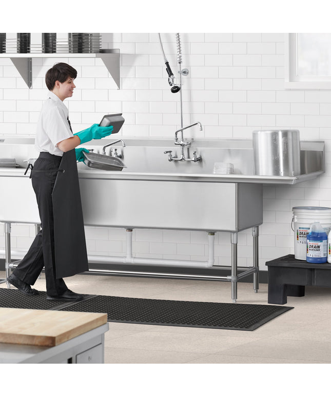 Bồn rửa công nghiệp 3 ngăn kèm hai mặt để ráo 46 cm Regency Spec Line 284 cm