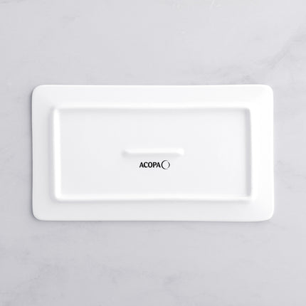 Đĩa phẳng sứ chữ nhật trắng sáng Acopa 25 x 15 cm - Thùng 12 cái