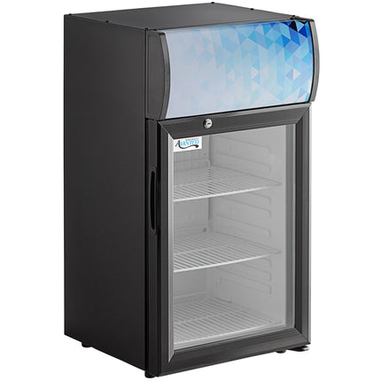 Tủ mát trưng bày để bàn tùy chỉnh đen Avantco SC-40 với cửa bản lề
