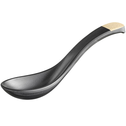 Muỗng Acopa Ugoki 14,6 cm đen nhám và ngà melamine súp - Gói 24 cái