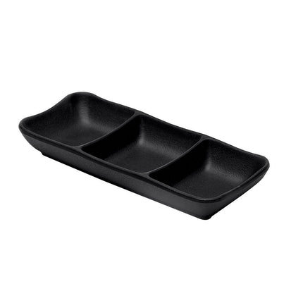 Khay 3 ngăn chữ nhật melamine đen Elite Global Solutions JW2071 Zen 19,4 x 8,3 cm - Thùng 6 cái