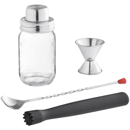 Bộ dụng cụ pha chế cocktail bình lắc hũ mason Acopa 4 món 444 ml