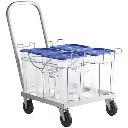Bộ thùng vận chuyển đá vuông Vigor 45 kg gồm 4 thùng và xe đẩy nhôm