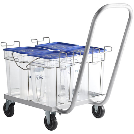 Bộ thùng vận chuyển đá vuông Vigor 45 kg gồm 4 thùng và xe đẩy nhôm