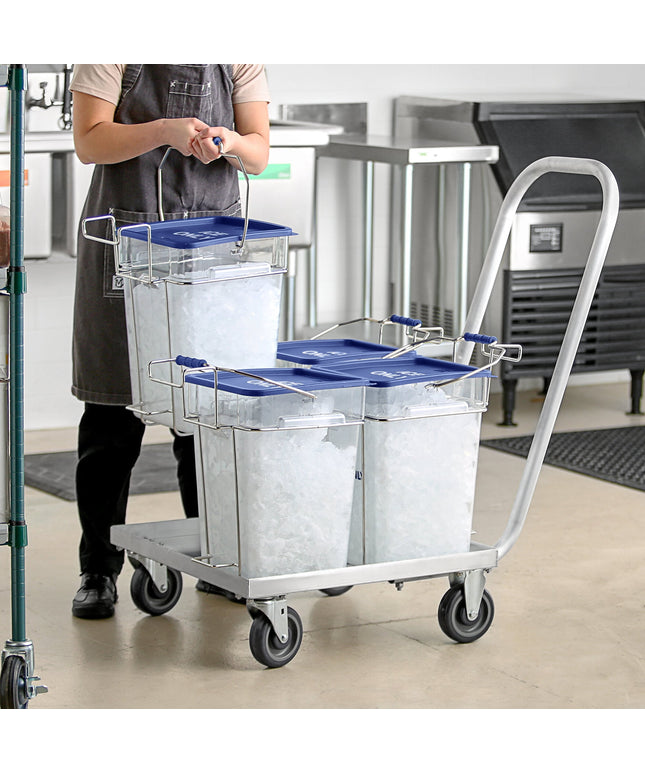 Bộ thùng vận chuyển đá vuông Vigor 45 kg gồm 4 thùng và xe đẩy nhôm