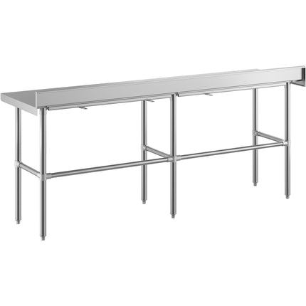 Bàn thao tác inox chân hở 304 gauge 14 tấm chắn sau 10 cm Regency Spec Line Easy Attach 61 x 213 cm