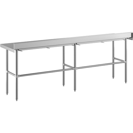 Bàn thao tác chân hở inox Regency Spec Line Easy Attach 61 x 244 cm dày 14 gauge kèm tấm chắn sau 10 cm