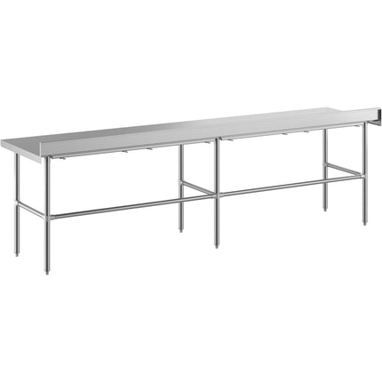 Bàn thao tác đáy hở thép không gỉ Regency Spec Line Easy Attach 76 x 305 cm dày 14-gauge, có thành chắn sau 10 cm