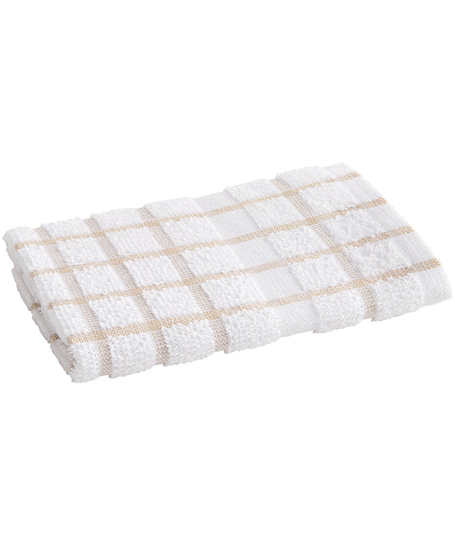 Khăn lau chén cotton ô vuông màu be trắng Oxford 567 g 30,5 x 30,5 cm - Gói 12 cái
