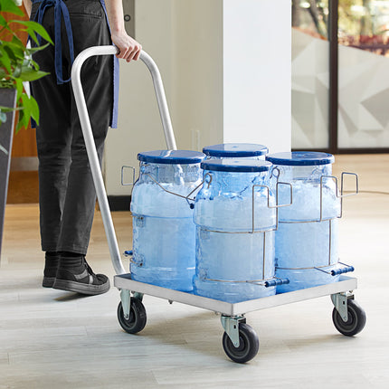 Bộ vận chuyển đá Vigor 100 lb (45 kg) với 4 thùng đá tròn và xe đẩy nhôm