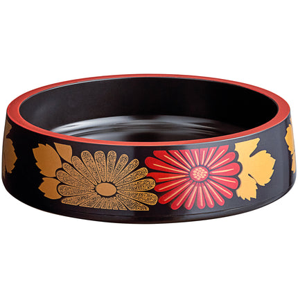 Khay sushi họa tiết hoa đen viền đỏ Emperor's Select 22 cm