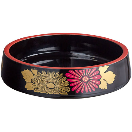 Khay sushi decal hoa đen viền đỏ Emperor's Select 24 cm