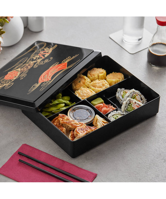 Hộp cơm bento nhựa 5 ngăn có nắp Emperor's Select 27 x 20 cm - Màu đen