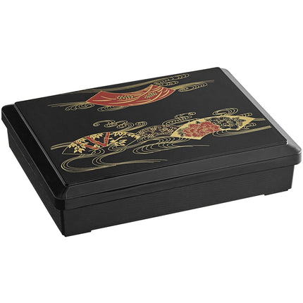 Hộp bento 5 ngăn Emperor's Select 27 x 20 cm màu đen kèm khay đỏ tháo rời và nắp